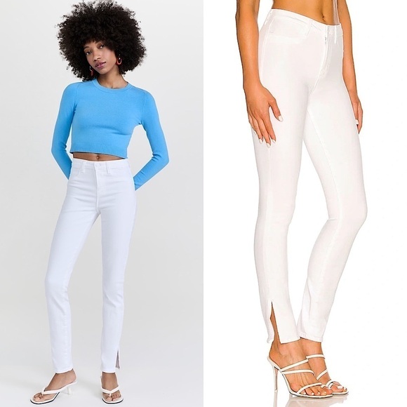 NWT L’AGENCE White Stretch Denim High Rise Ankle Slit Classic Skinny Jeans 25 - Picture 1 of 9